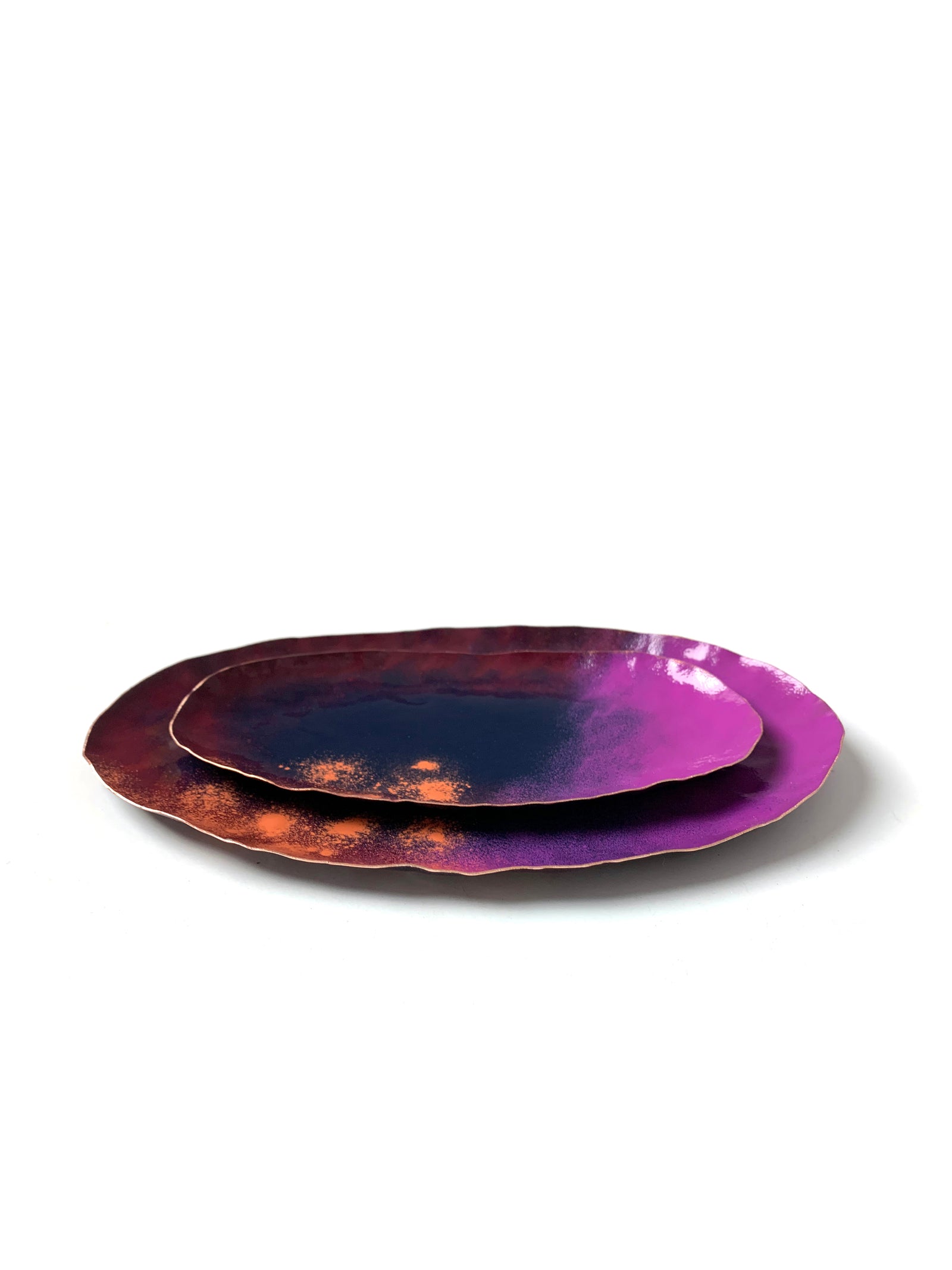 Chroma Colorful Decorative Metal Tray in Burgundy, Navy, Orchid & Orange