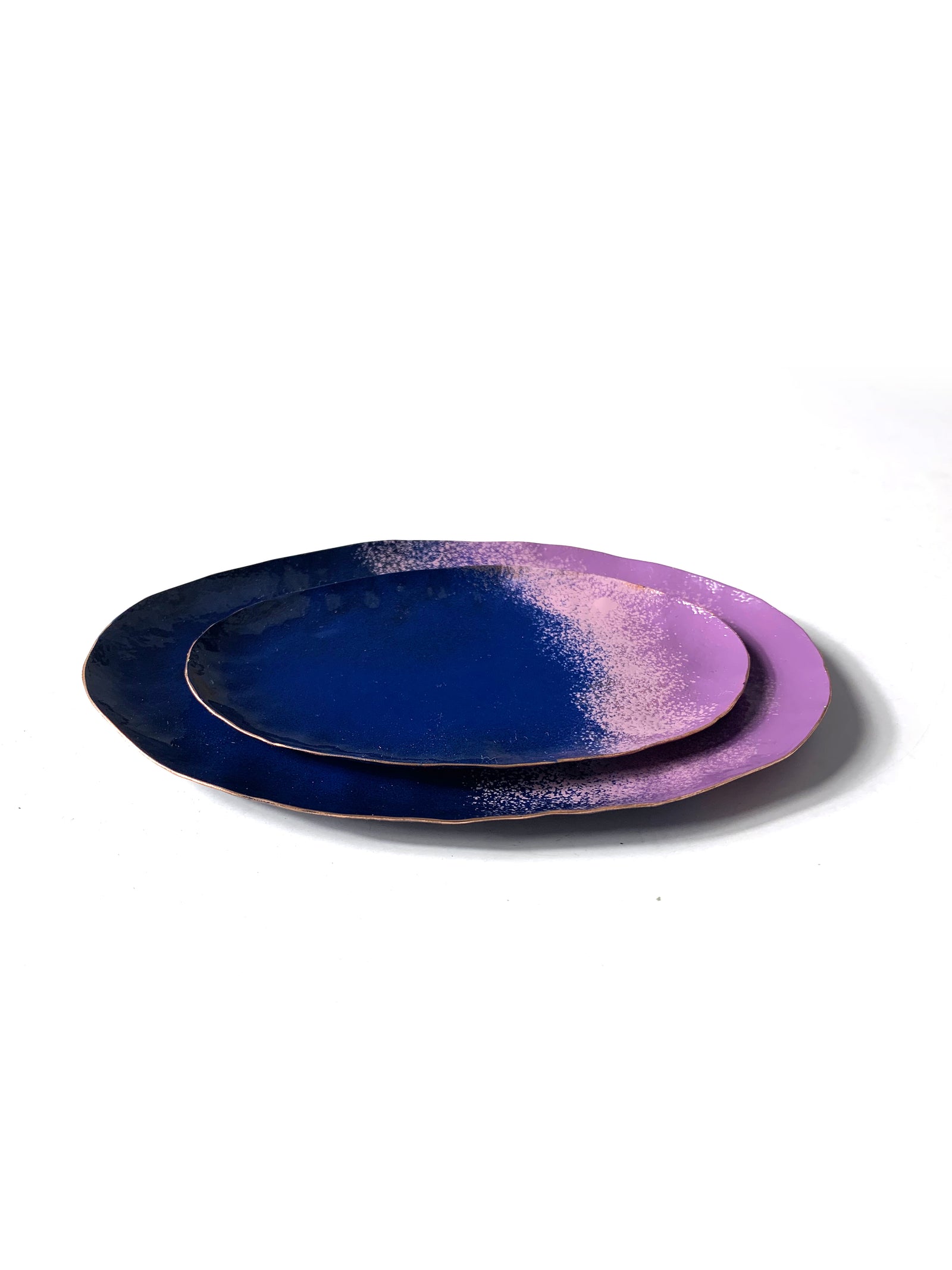 Chroma Colorful Decorative Metal Tray in Lavender and Navy