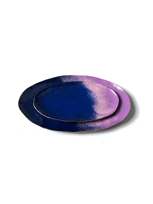 Chroma Colorful Decorative Metal Tray in Lavender and Navy