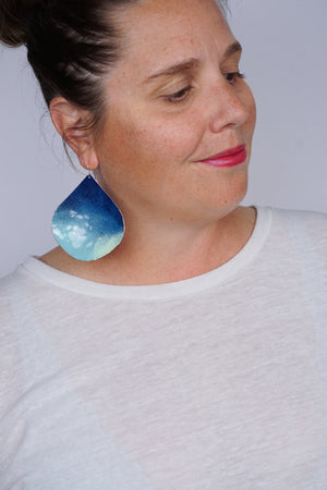 Chroma Statement Earrings in Azure Blue and Faded Teal