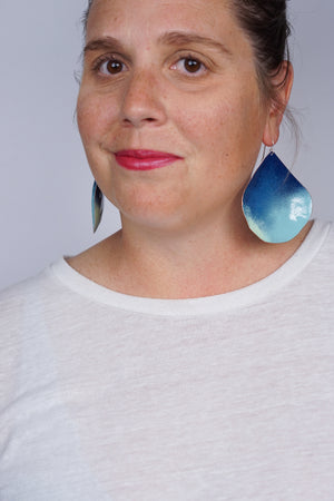 Chroma Statement Earrings in Azure Blue and Faded Teal