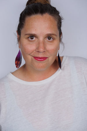 Chroma Statement Earrings in Burgundy, Orchid, and Coral