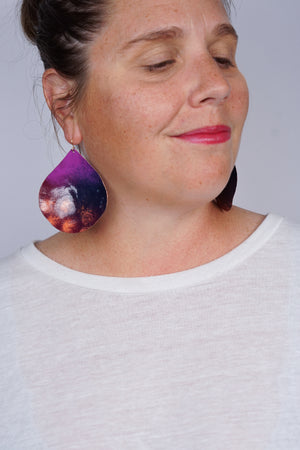 Chroma Statement Earrings in Burgundy, Orchid, and Coral