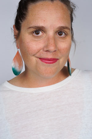 Chroma Statement Earrings in Dusty Rose and Emerald