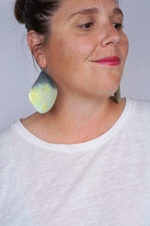 Chroma Statement Earrings in Grey and Soft Mint