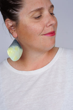 Chroma Statement Earrings in Grey and Soft Mint