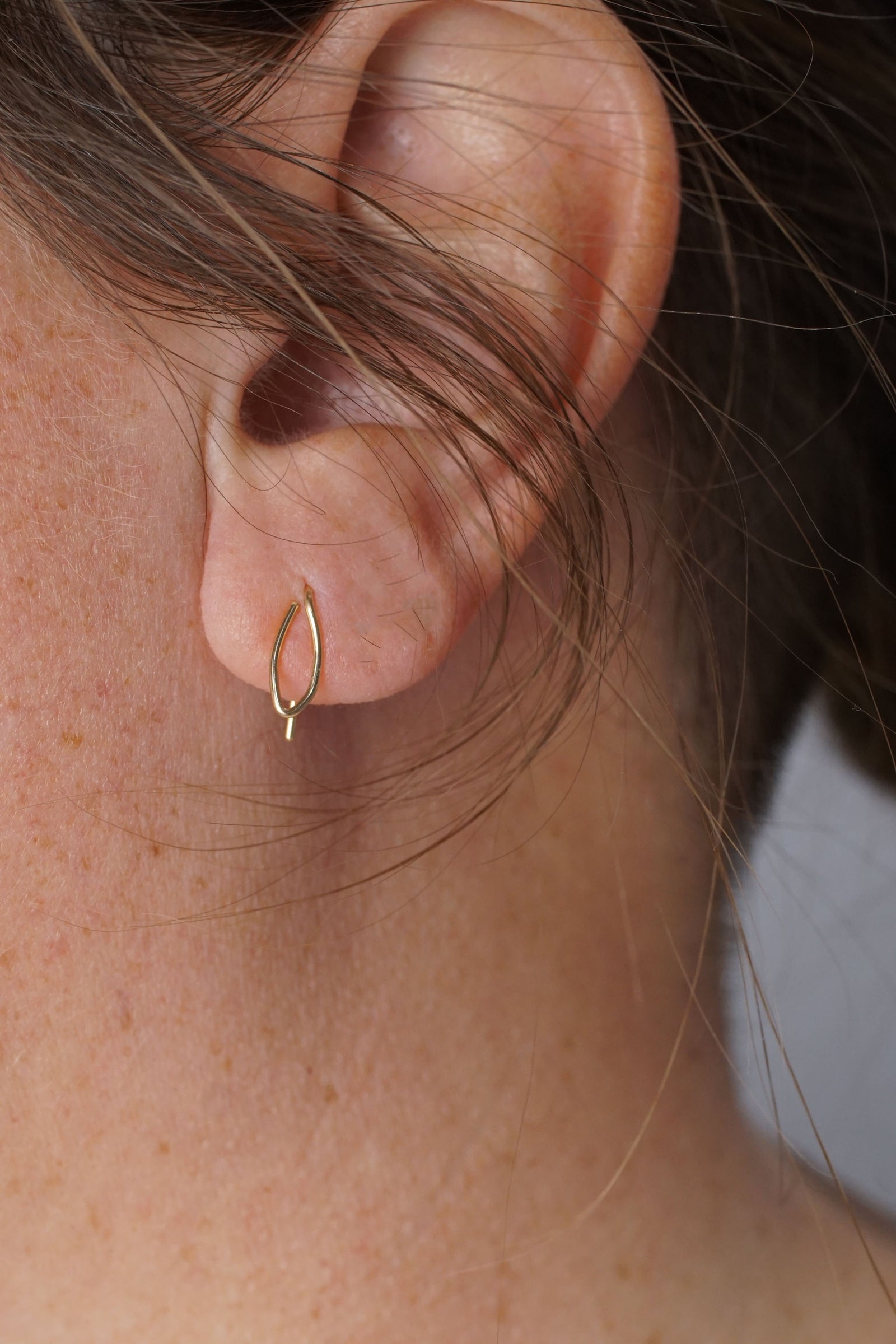 Tiny Leaf Threader Earrings in silver or gold-filled