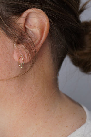Extra Small Leaf Threader Earrings in silver or gold-filled