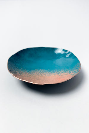 Little Copper Dish in Teal and Coral