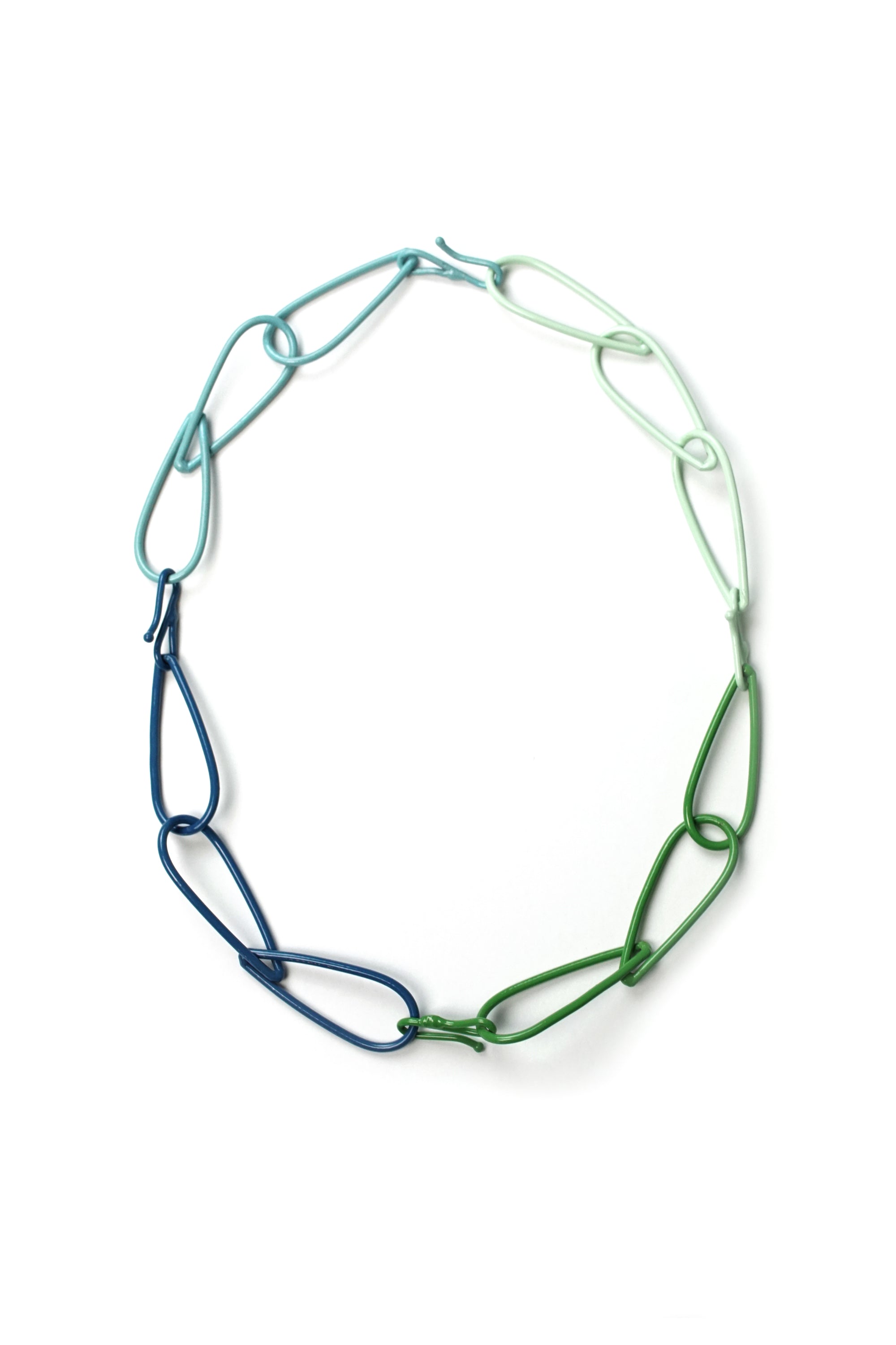 Modular Necklace in Azure Blue, Fresh Green, Soft Mint, and Faded Teal