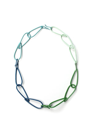 Modular Necklace in Azure Blue, Fresh Green, Soft Mint, and Faded Teal