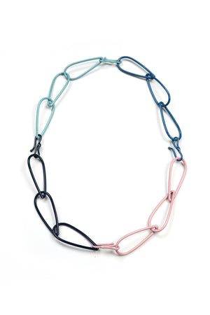 Modular Necklace in Dark Navy, Azure Blue, Faded Teal, and Bubble Gum