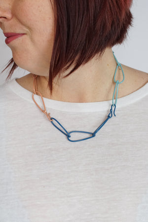 Modular Necklace in Dark Navy, Azure Blue, Faded Teal, and Dusty Rose