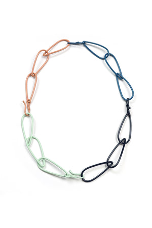 Modular Necklace in Dark Navy, Azure Blue, Soft Mint, and Dusty Rose