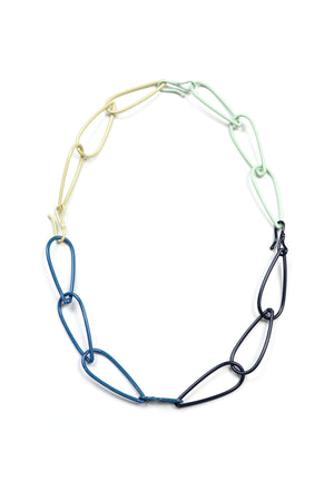 Modular Necklace in Dark Navy, Azure Blue, Soft Mint, and Green Sand