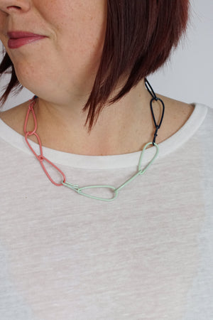 Modular Necklace in Dark Navy, Azure Blue, Soft Mint, and Light Raspberry