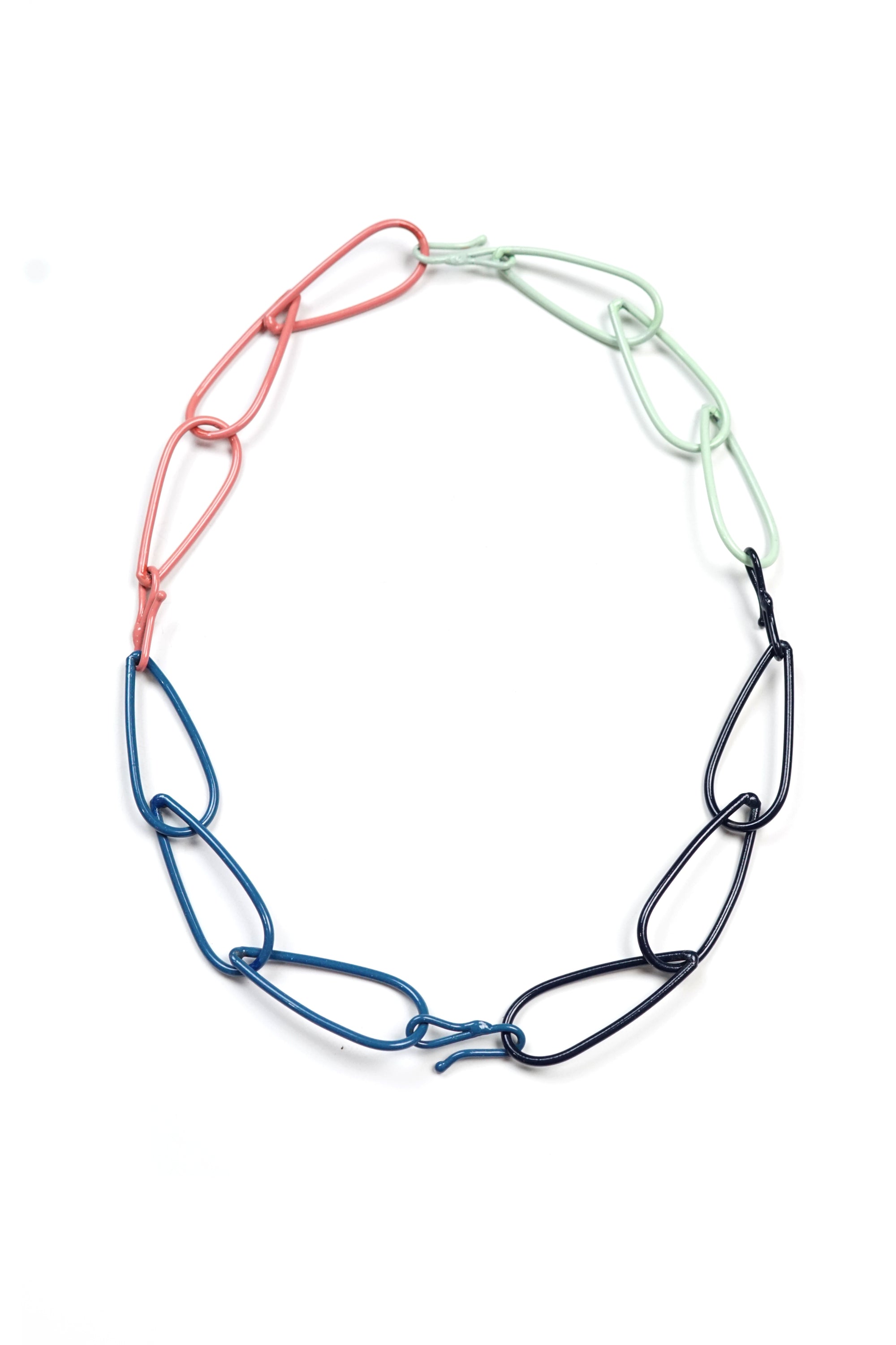 Modular Necklace in Dark Navy, Azure Blue, Soft Mint, and Light Raspberry