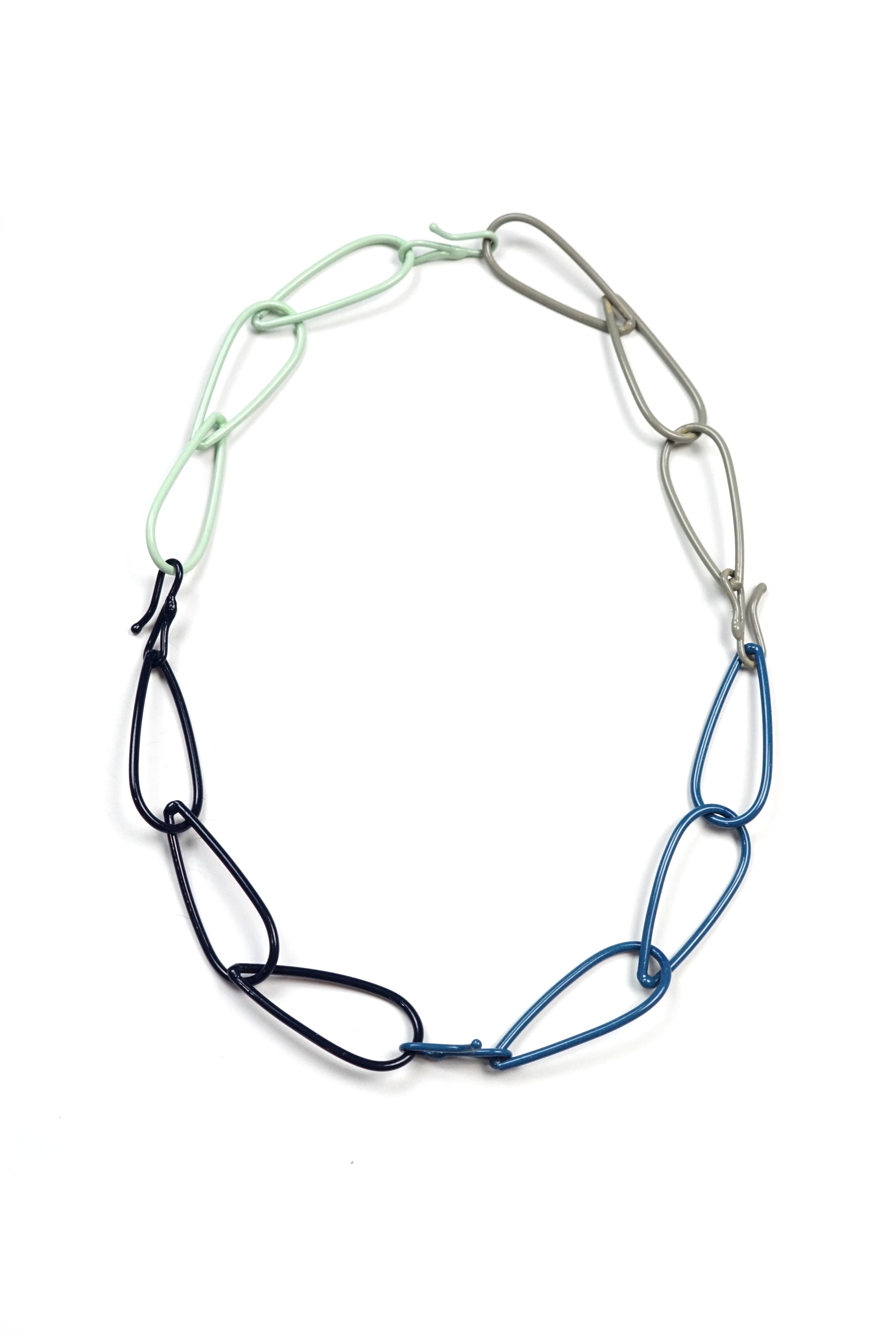 Modular Necklace in Dark Navy, Azure Blue, Soft Mint, and Stone Grey