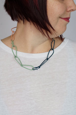 Modular Necklace in Deep Ocean, Stone Grey, Pale Green, and Dusty Rose