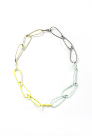 Modular Necklace in Bright Yellow, Green Sand, Soft Mint, and Stone Grey