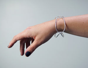 wide monument bracelet in silver