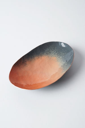 Oval Copper Dish in Blush and Grey