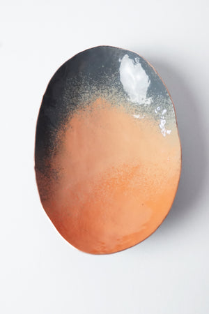 Oval Copper Dish in Blush and Grey