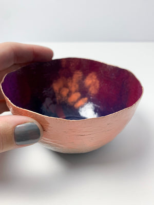 Colorful Copper Bowl in Burgundy, Magenta, and Blush