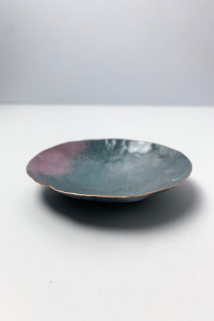 Round Copper Dish in Grey and Lavender