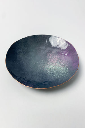 Round Copper Dish in Grey and Lavender