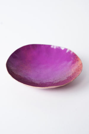 Round Copper Dish in Magenta