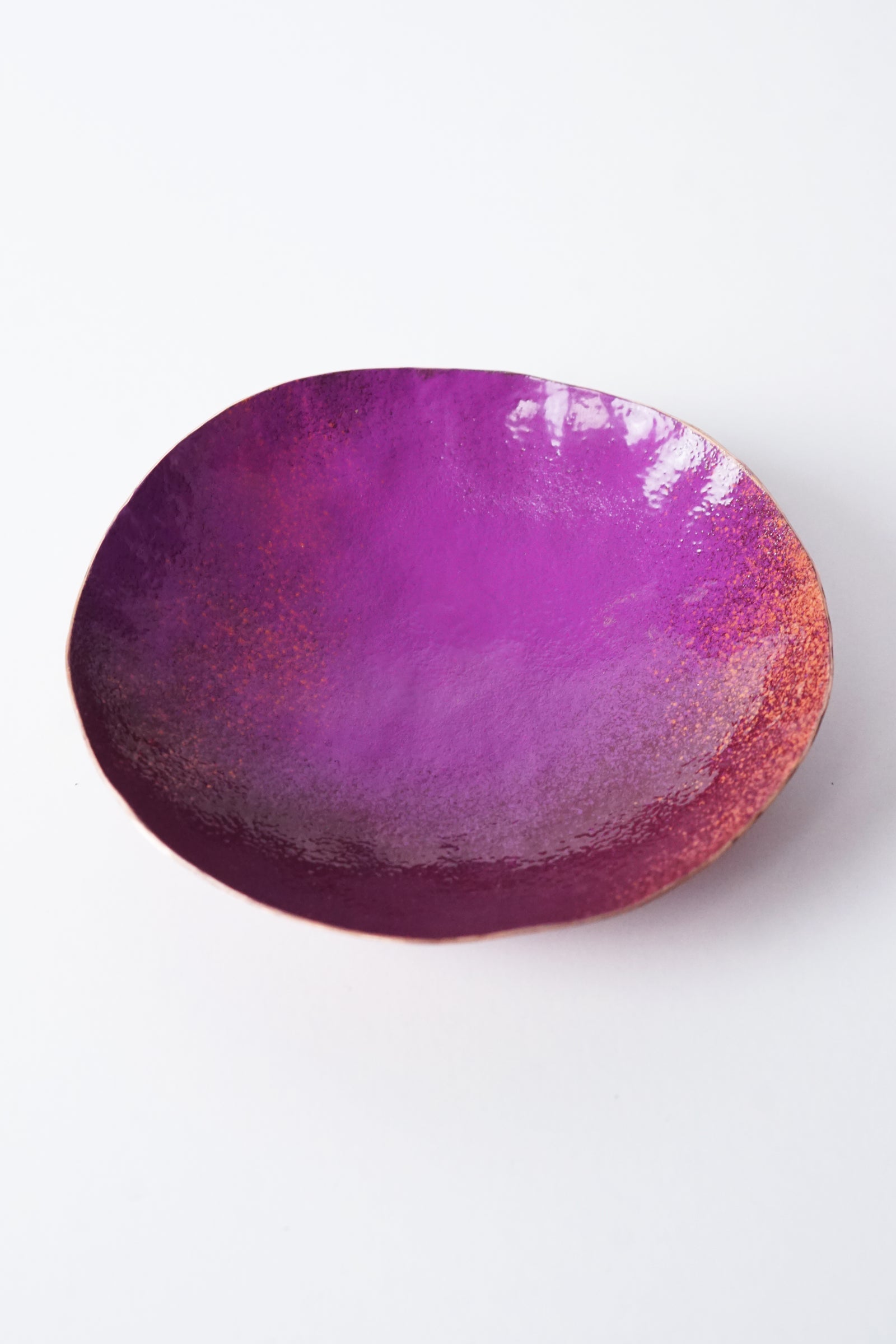Round Copper Dish in Magenta