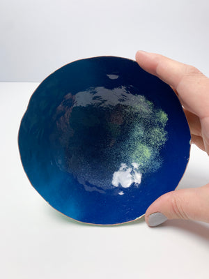 Colorful Copper Bowl in Azure Blue and Soft Mint