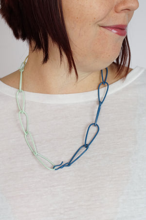 Modular Necklace in Azure Blue, Soft Mint, and Green Sand