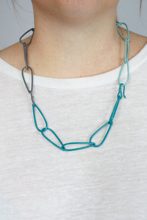 Modular Necklace in Bold Teal, Storm Grey, and Faded Teal