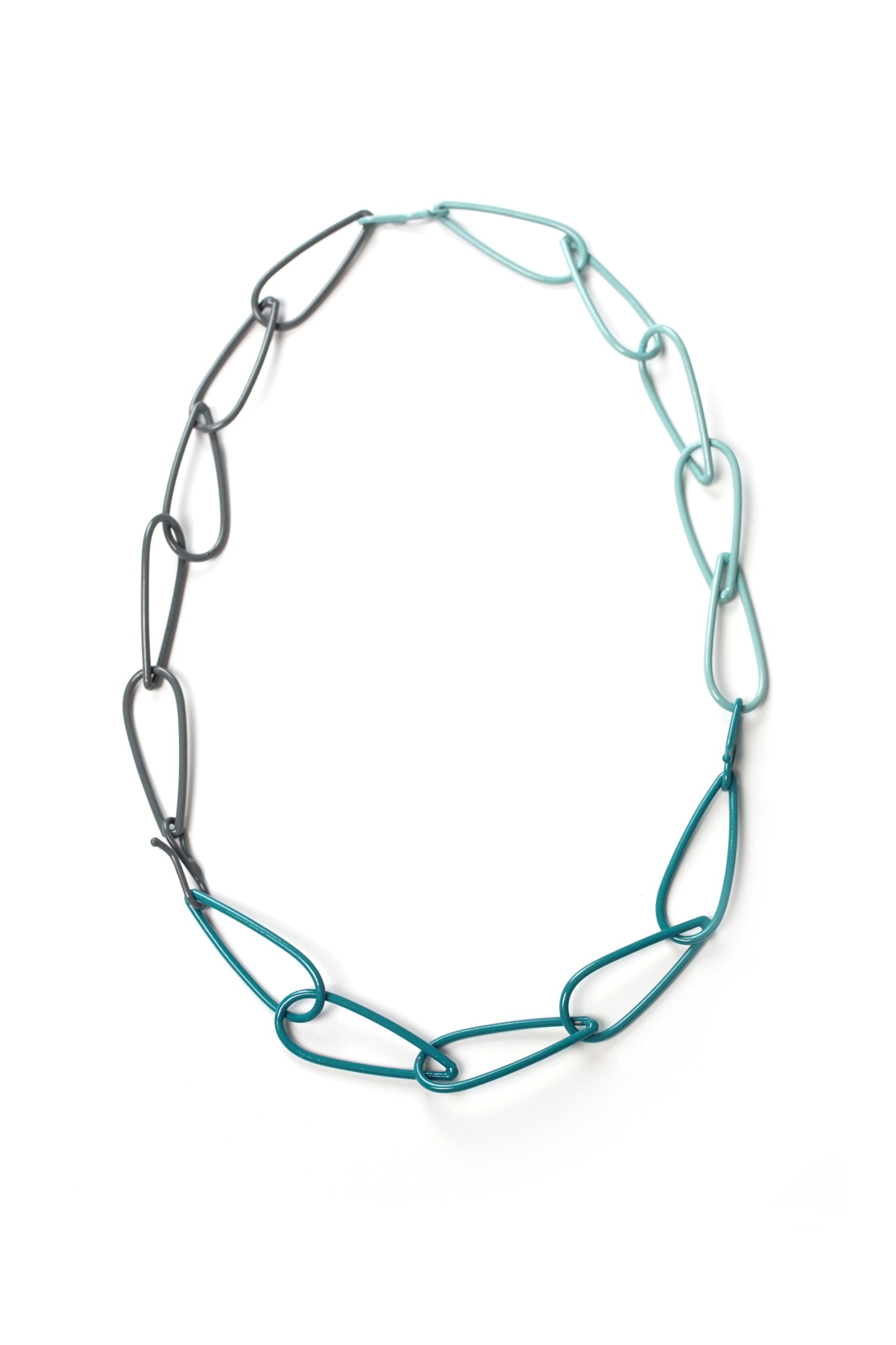 Modular Necklace in Bold Teal, Storm Grey, and Faded Teal