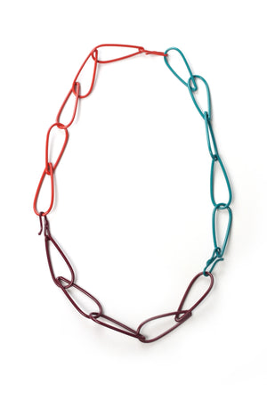 Modular Necklace in Coral Red, Lush Burgundy, and Bold Teal