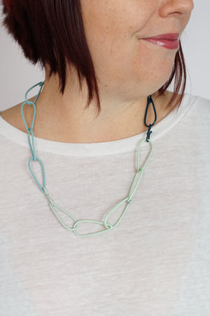 Modular Necklace in Dark Navy, Faded Teal, and Soft Mint