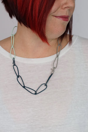 Modular Necklace in Deep Ocean, Soft Mint, and Stone Grey