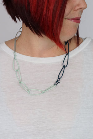 Modular Necklace in Deep Ocean, Soft Mint, and Stone Grey