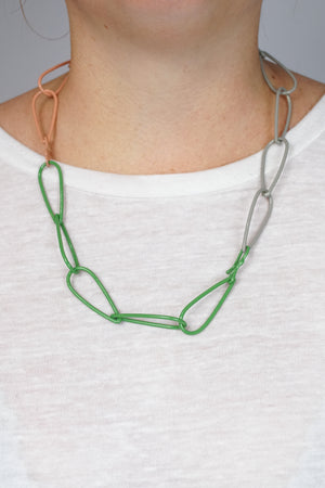 Modular Necklace in Fresh Green, Dusty Rose, and Stone Grey