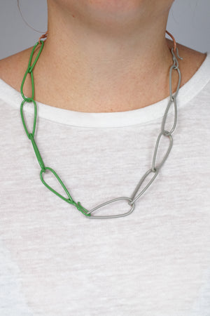 Modular Necklace in Fresh Green, Dusty Rose, and Stone Grey