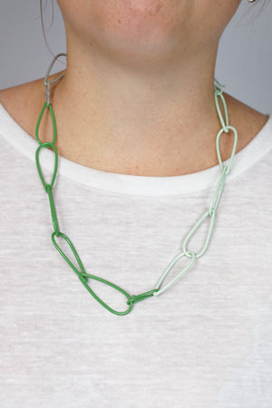 Modular Necklace in Fresh Green, Soft Mint, and Stone Grey