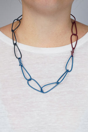 Modular Necklace in Lush Burgundy, Azure Blue, and Midnight Grey