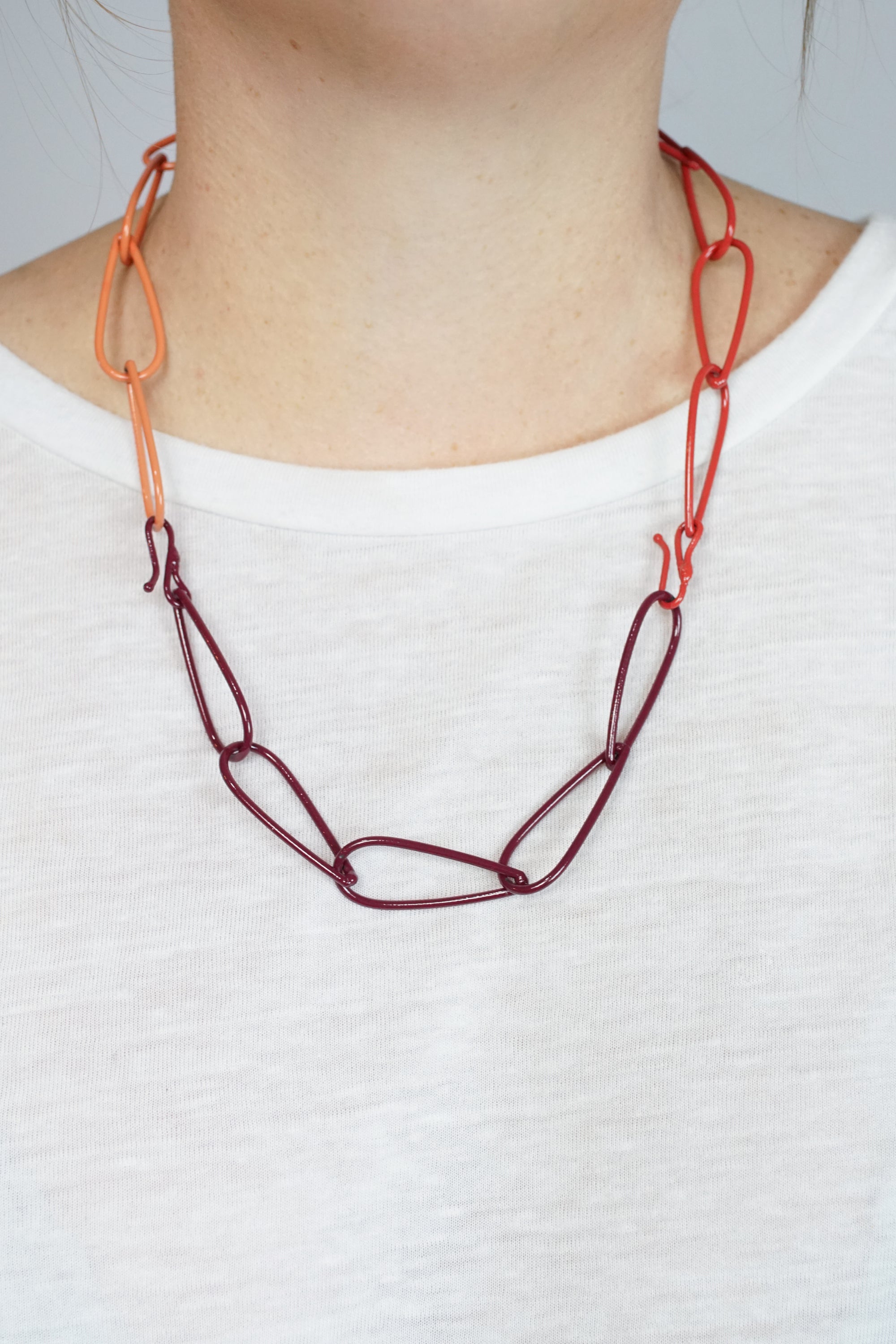 Modular Necklace in Lush Burgundy, Coral Red, and Desert Coral
