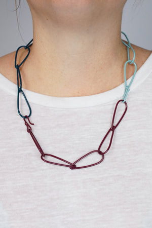 Modular Necklace in Lush Burgundy, Faded Teal, and Deep Ocean