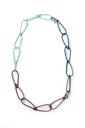 Modular Necklace in Lush Burgundy, Faded Teal, and Deep Ocean