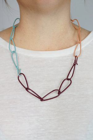 Modular Necklace in Lush Burgundy, Faded Teal, and Dusty Rose