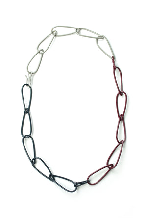 Modular Necklace in Lush Burgundy, Midnight Grey, and Stone Grey