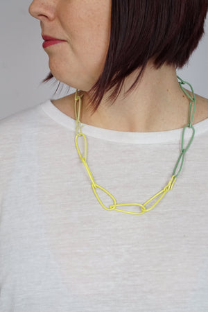 Modular Necklace in Pale Green, Bright Yellow, and Green Sand